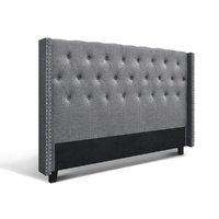 Bed Head Headboard Bedhead Fabric Frame Base Grey LUCA