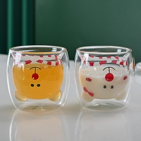 2pcs Cute Bear Mugs Double Wall Insulated Glasses for Juice Coffee Tea Milk