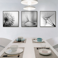 Botanical dandelions 3 Sets Black Frame Canvas Wall Art