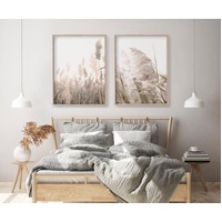 Pampas Grass 2 Sets Wood Frame Canvas Wall Art