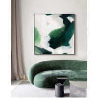 French Abstract Green Black Frame Canvas Wall Art