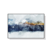 Abstract Sunlight Mountains Black Frame Canvas Wall Art