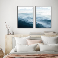 Blue mountains 2 Sets Black Frame Canvas Wall Art