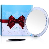 20X Magnifying Hand Mirror with Suction Cups Use for Makeup Application, Tweezing, and Blackhead/Blemish Removal (15 cm