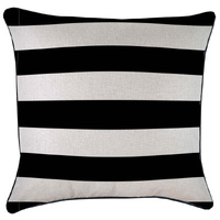 Cushion Cover-With Black Piping-Deck Stripe Black / Natural Base