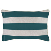 Cushion Cover-With Piping-Deck Stripe Teal / Natural Base