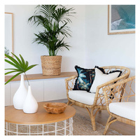 Cushion Cover-Coastal Fringe Black-Palm Trees Black