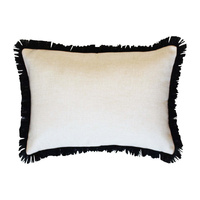 Cushion Cover-Coastal Fringe Black-Solid Natural