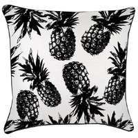 Cushion Cover-With Black Piping-Pineapples Black