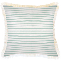 Cushion Cover-Coastal Fringe-Paint Stripes Pale Mint