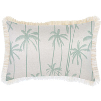 Cushion Cover-Coastal Fringe-Tall-Palms-Mint