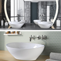 Muriel 41 x 34 x 14.5cm Ceramic Bathroom Basin Vanity Sink Oval Above Counter Top Mount Bowl