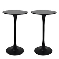 2x Bar Table Pub Tables Kitchen Marble Tulip Outdoor Round Metal