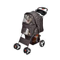 4 Wheels Pet Stroller Dog Cat Cage Puppy Pushchair Travel Walk Carrier Pram