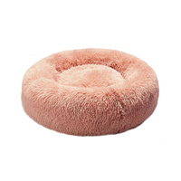 Pet Bed Cat Dog Donut Nest Calming Kennel Cave Deep Sleeping Pink