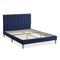 Bed Frame Mattress Base Platform Wooden Velevt Headboard