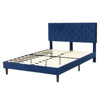 Air Bed Frame Mattress Base Platform Wooden Velevt Headboard