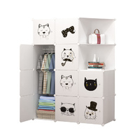 10 Cubes Portable Wardrobe Divide-Grid Modular Storage Organiser Foldable Closet with Doors