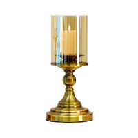 Gold Nordic Deluxe Candlestick Candle Holder Stand Pillar Glass /Iron