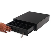 Black Heavy Duty Cash Drawer Manual 4 Bills 8 Coins Cheque Slot Tray Pos