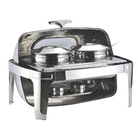 6.5L Stainless Steel Double Soup Tureen Bowl Station Roll Top Buffet Chafing Dish Catering Chafer Food Warmer Server