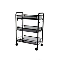 Steel Black Bee Mesh Kitchen Cart Multi-Functional Shelves Portable Storage Organizer with Wheels