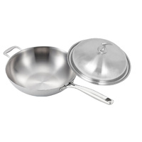 18/10 Stainless Steel Fry Pan Frying Pan Top Grade Skillet with Helper Handle and Lid