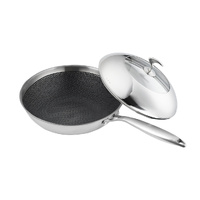 18/10 Stainless Steel Fry Pan 30cm Frying Pan Top Grade Cooking Non Stick Interior Skillet with Lid