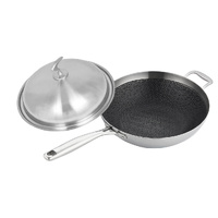 18/10 Stainless Steel Fry Pan Frying Pan Top Grade Textured Non Stick Interior Skillet with Helper Handle and Lid