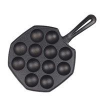 18CM Cast Iron Takoyaki Fry Pan Octopus Balls Maker 12 Hole Cavities Grill Mold