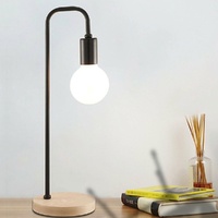 Modern Table lamp Desk Light Timber Base Bedside Bedroom