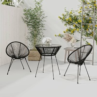 Outdoor Dining Set PVC Rattan Black