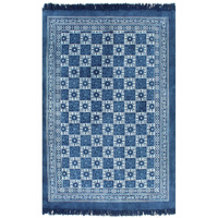 Kilim Rug Cotton with Pattern Blue