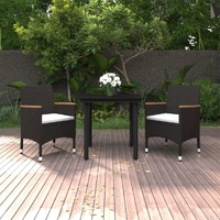 Garden Dining Set with Cushions Poly Rattan and Glass