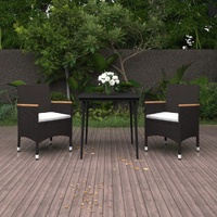 Garden Dining Set with Cushions Poly Rattan and Glass