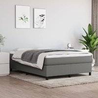 Box Spring Bed Frame Dark Grey Fabric