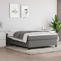 Box Spring Bed with Mattress Dark Grey Fabric