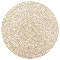 Handmade Rug Jute White and Natural