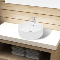 Ceramic Bathroom Sink Basin Faucet/Overflow Hole Round