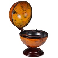 Tabletop Globe Bar Wine Stand Eucalyptus Wood