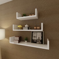 MDF U-shaped Floating Wall Display Shelves Book/DVD Storage