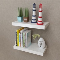 White MDF Floating Wall Display Shelves Book/DVD Storage