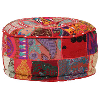 Patchwork Pouffe Round Cotton Handmade 40x20 cm