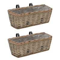 Balcony Planter 2 pcs Wicker with PE Lining