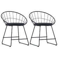 Dining Chairs with Faux Leather Seats Black Steel