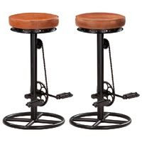 Bar Stools 2 pcs and Real Goat Leather