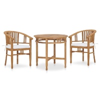 3 Piece Garden Dining Set with Cushions Solid Teak Wood