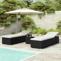 3 Piece Garden Sun Loungers with Tea Table Poly Rattan