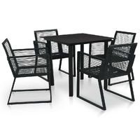 Outdoor Dining Set PVC Rattan Black