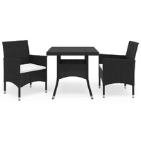 Garden Dining Set Poly Rattan and Glass